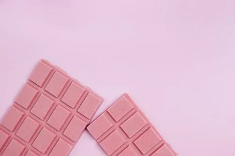 Bars of pink chocolate Stock Photos