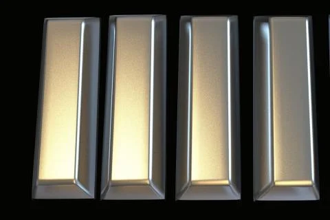 Bars of platinum bullion 3D . Stock Illustration