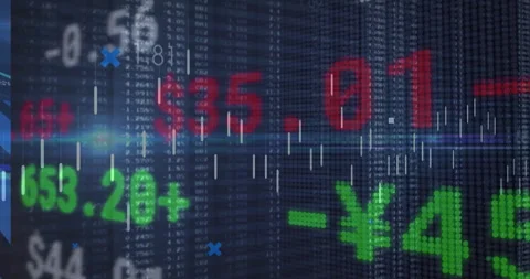 Bars rising and digits scrolling initiating graphs crossing, line tracing Stock Footage 310972418