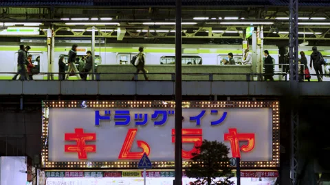 Bars in Shimbashi District Video stock 151283463