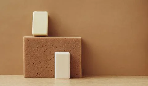 Bars of soap made from natural raw materials beige background. Organic cosmetics Stock Photos