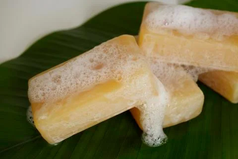 Bars of soap with suds Stock Photos