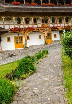 Barsana monastery complex in maramures Stock Photos