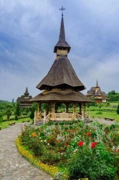 Barsana monastery complex in maramures Stock Photos