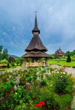 Barsana monastery complex in maramures Stock Photos