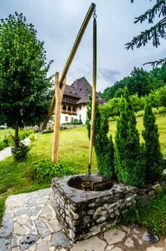 Barsana monastery complex in maramures Stock Photos