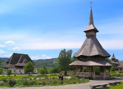 Barsana monastery complex in Maramures in Romania Stock Photos