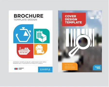 Barscode with a magnifier business brochure flyer design template Stock Illustration