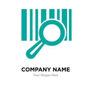Barscode with a magnifier business company logo design template Stock Illustration