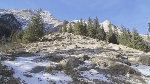 The Barskoon gorge. Tian Shan mountain system. Kyrgyzstan. Winter season. Stock Footage 233711035
