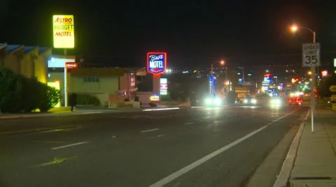 Barstow Main street, night Stock Footage