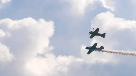 Barsy aerobatic team planes flying in formation at Viva Avia airshow Stock Footage 346356018