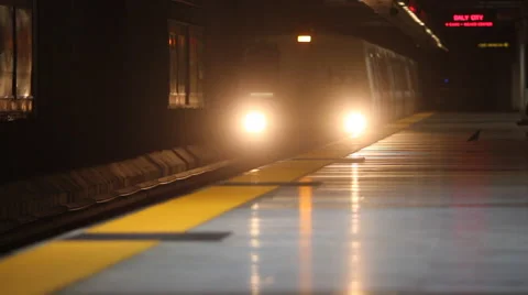 Bart Approaching Station with Headlights Stockbeeldmateriaal 48235264