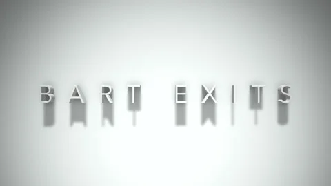 Bart exits 3D title animation with shadows on a white background Stock Footage 297273995