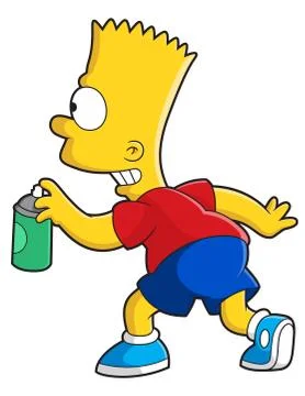 Bart The Simpsons graphite spray illustration cartoon Stock Illustration
