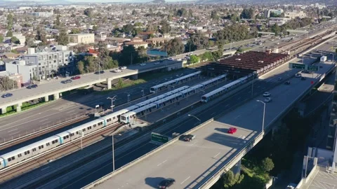 Bart subway system and Freeway Shot Stock Footage 332564052
