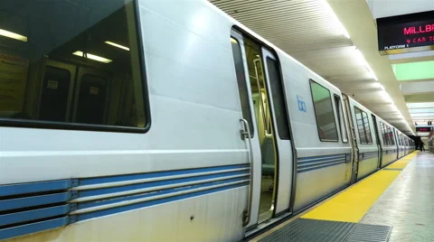 Bart Train Exits San Francisco Subway Stock Footage 56137230