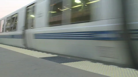 BART train passing by- Editorial Stock Footage 549403