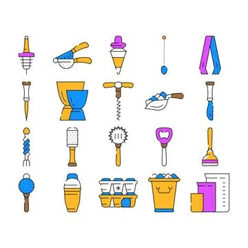 Bartender Accessory Collection Icons Set Vector Stock Illustration