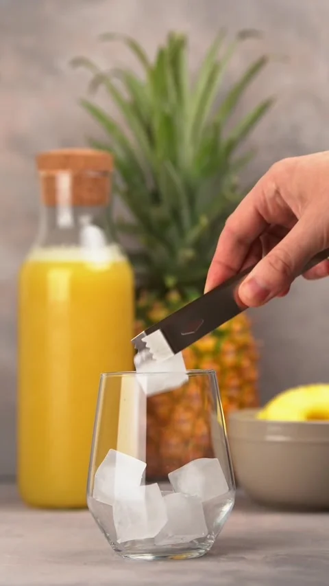 The bartender adding ice to the glass Stock Footage 231494365