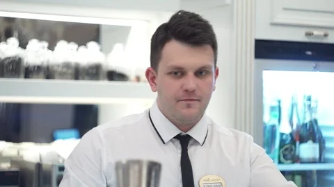 Bartender adds tabasco to the shaker Video stock 101966183