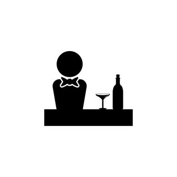 Bartender at the bar icon. Elements of bar and alcoholic drinks icon. Premium Stock Illustration