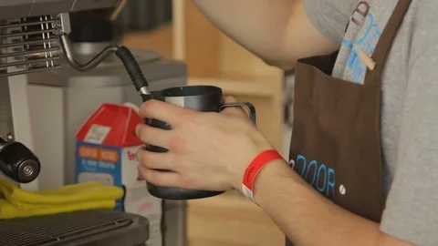 Bartender (barista) making coffee. Stock Footage 79284543