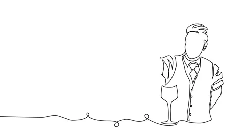 Bartender, barman simple animated illustration. One continuous self drawing line Stock Footage 299739618