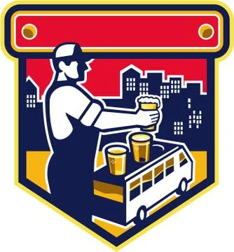 Bartender Beer City Van Crest Retro Illustrazione stock