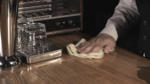 Bartender is clening table, retro. FULL HD 動画素材 82650364