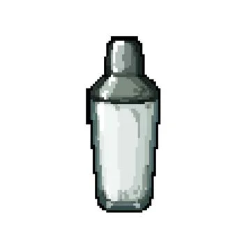 Bartender cocktail shaker pixel art vector illustration Stock Illustration