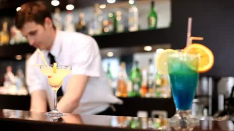 Bartender in a coctail bar Stock Footage 24658169
