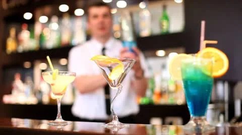 Bartender in a coctail bar Stock Footage 24658178