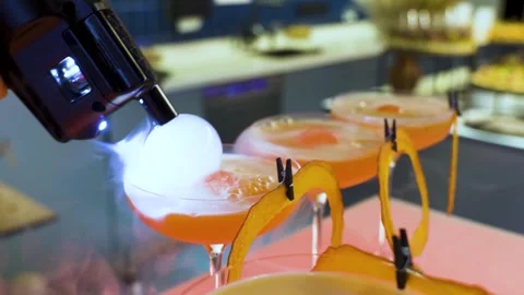 Bartender creating cocktail with smoky bubble Stock Footage 314853914