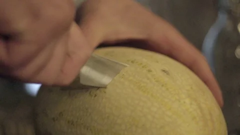 Bartender Cutting Melon Stock Footage 98425183