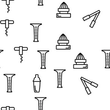 Bartender Equipment Vector Seamless Pattern Illustrazione stock