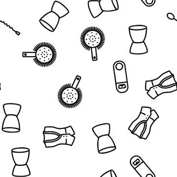 Bartender Equipment Vector Seamless Pattern Stock Illustration