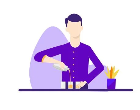 Bartender flat design illustration Stock Illustration