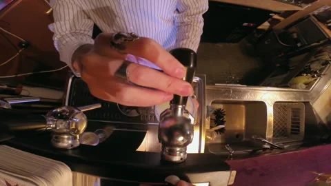 Bartender Hand Pulling Beer Tap Handle Close Up Stock Footage 344528929
