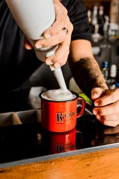 Bartender Hands Making a Perfect Drink on Bar Gin Tonic Negroni Caipirinha Mosco Stock Photos