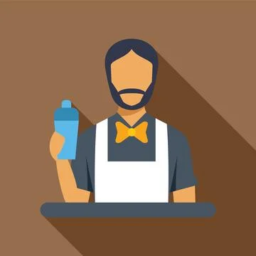 Bartender holding cocktail shaker, flat design illustration Stock Illustration
