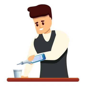 Bartender icon, cartoon style Stock Illustration
