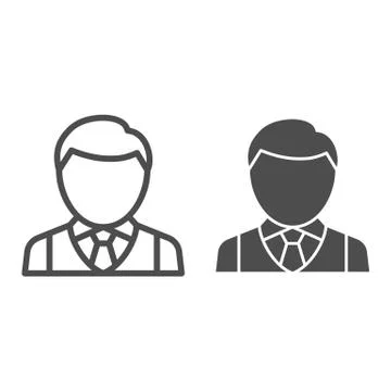 Bartender line and solid icon, Bartenders Day concept, barman sign on white Stock Illustration