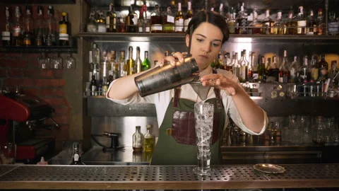 The Bartender Makes a Cocktail Stock Footage 91590792