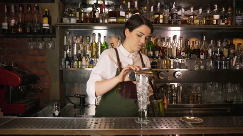 The Bartender Makes a Cocktail Stock Footage 91590827