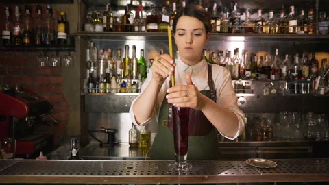 The Bartender Makes a Cocktail Stock Footage 91664439