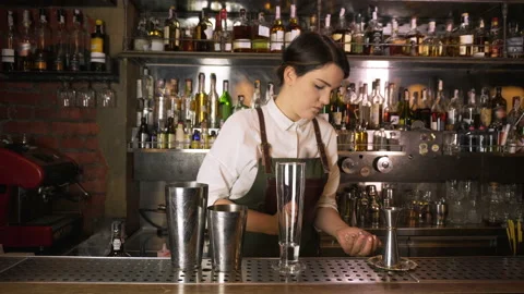 The Bartender Makes a Cocktail Stock Footage 91664456