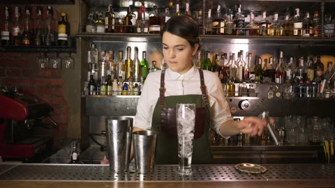 The Bartender Makes a Cocktail Stock Footage 91664716