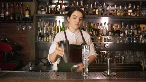 The Bartender Makes a Cocktail Stock Footage 91666376