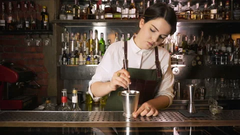 The Bartender Makes a Cocktail Stock Footage 91667259